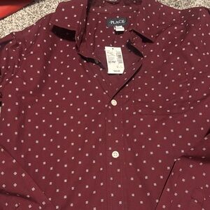 The Children's Place Maroon Geometric Button-Down Shirt